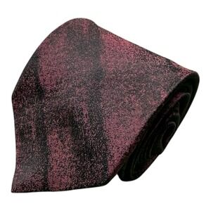 John Varvatos Maroon Black Heathered Silk Italian Tie 3 Inch Width